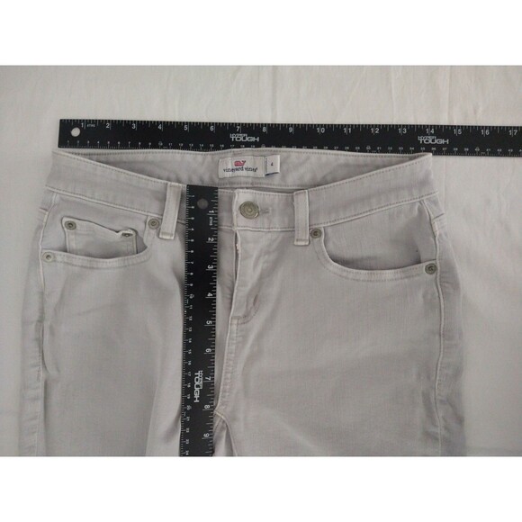 Vineyard Vines Juniors Size 4 Mid Rise Gray Skinny Jeans 5 pocket back to school - Picture 3 of 9